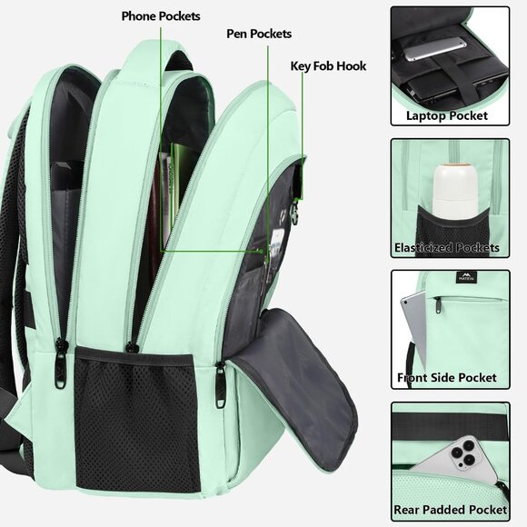 🆕Matein Men Mint Green Travel Business Anti Theft Slim Sturdy Laptops Backpack - Picture 7 of 10
